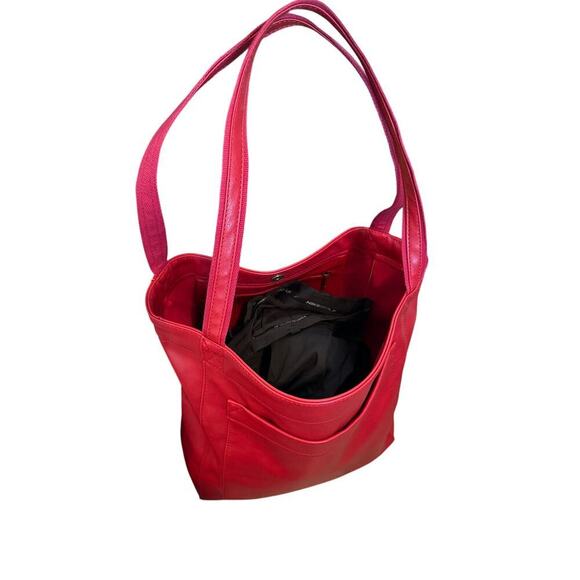 Red Leather Tote Bag handbag purse - Picture 2 of 13